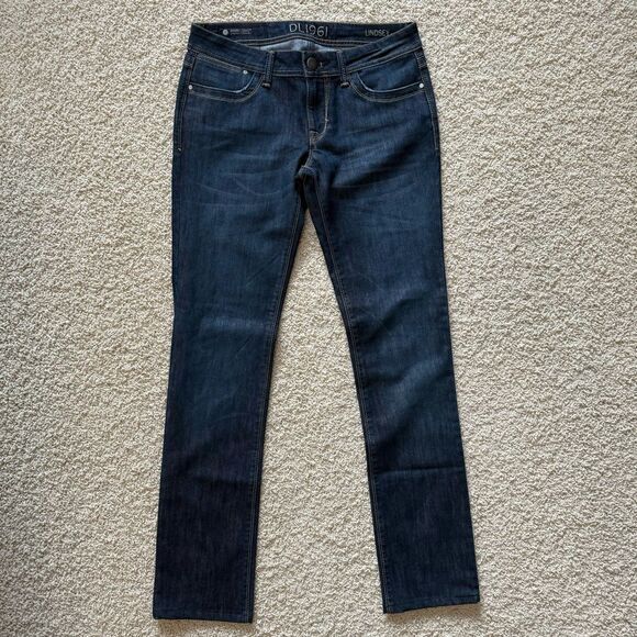 DL1961 Lindsey Slim Straight Jeans Mid Rise Dark Blue Wash Size 29 - Picture 2 of 10